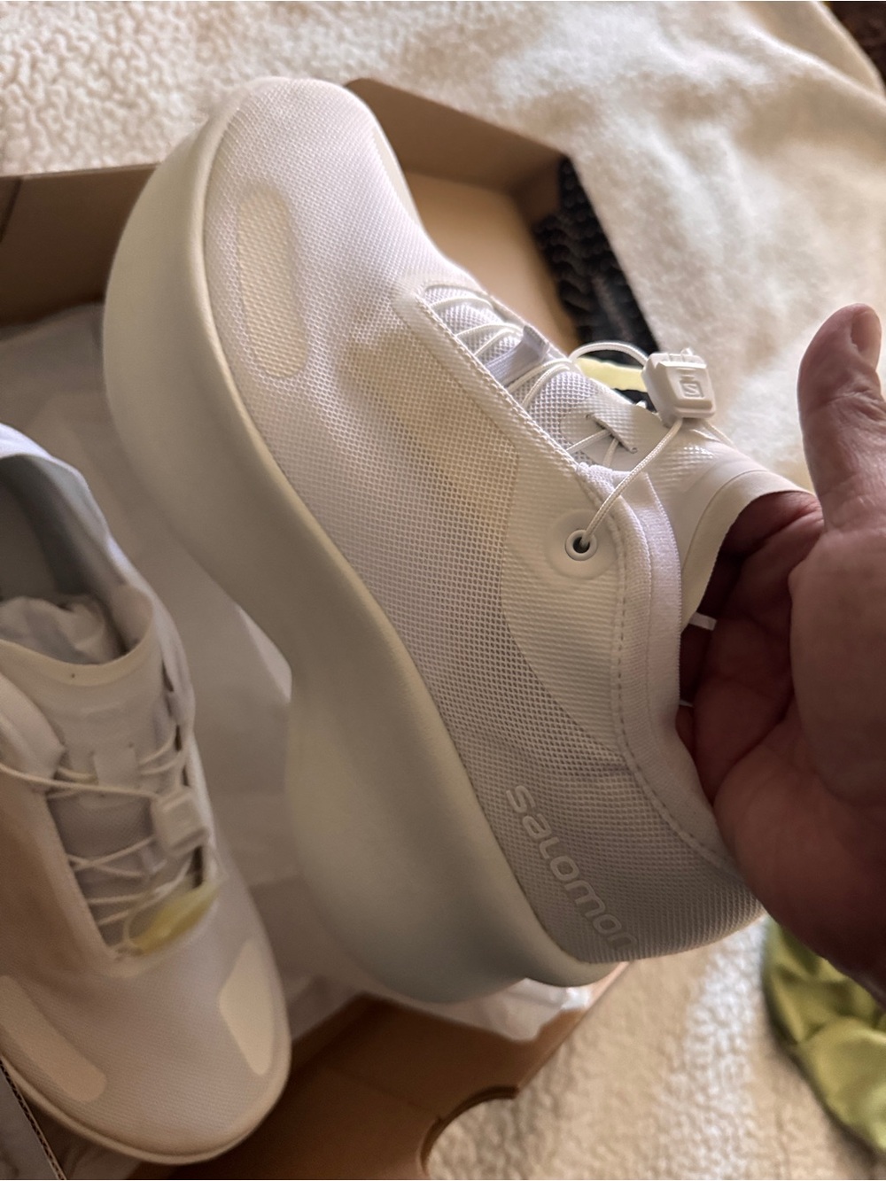 Salomon White Mesh Platform Sneaker